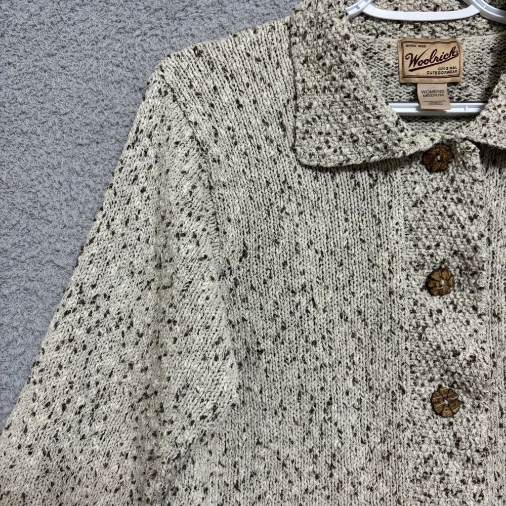 Vintage Woolrich Silk Blend Cardigan M Textured Knit Button Front Cottagecore